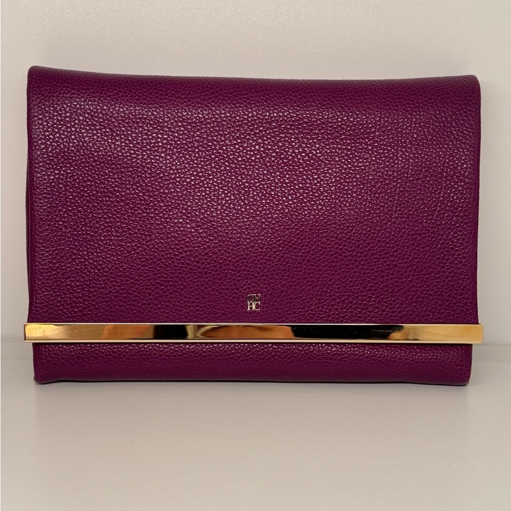 Carolina Herrera Purple Leather Clutch